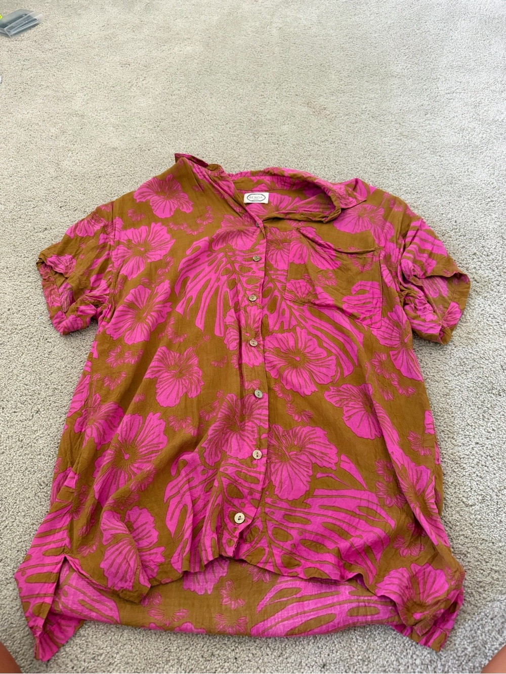 Benoa Swim Pink Floral Button-Down Shirt